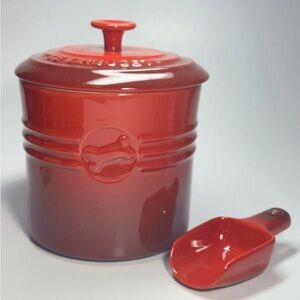 Le Creuset Cherry Red Stoneware Treat Jar with Scoop